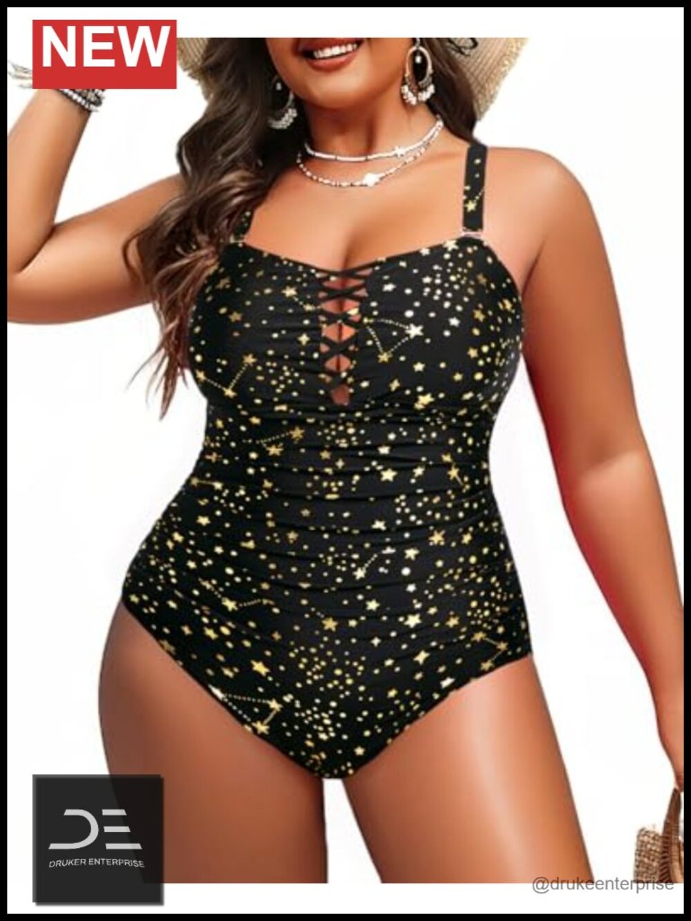 Plus Size One Piece Swimwear Tummy Control Vintage Bathing Suit Ruched